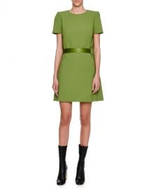 Alexander McQueen Cape-Back Short-Sleeve Minidress  Green at Neiman Marcus